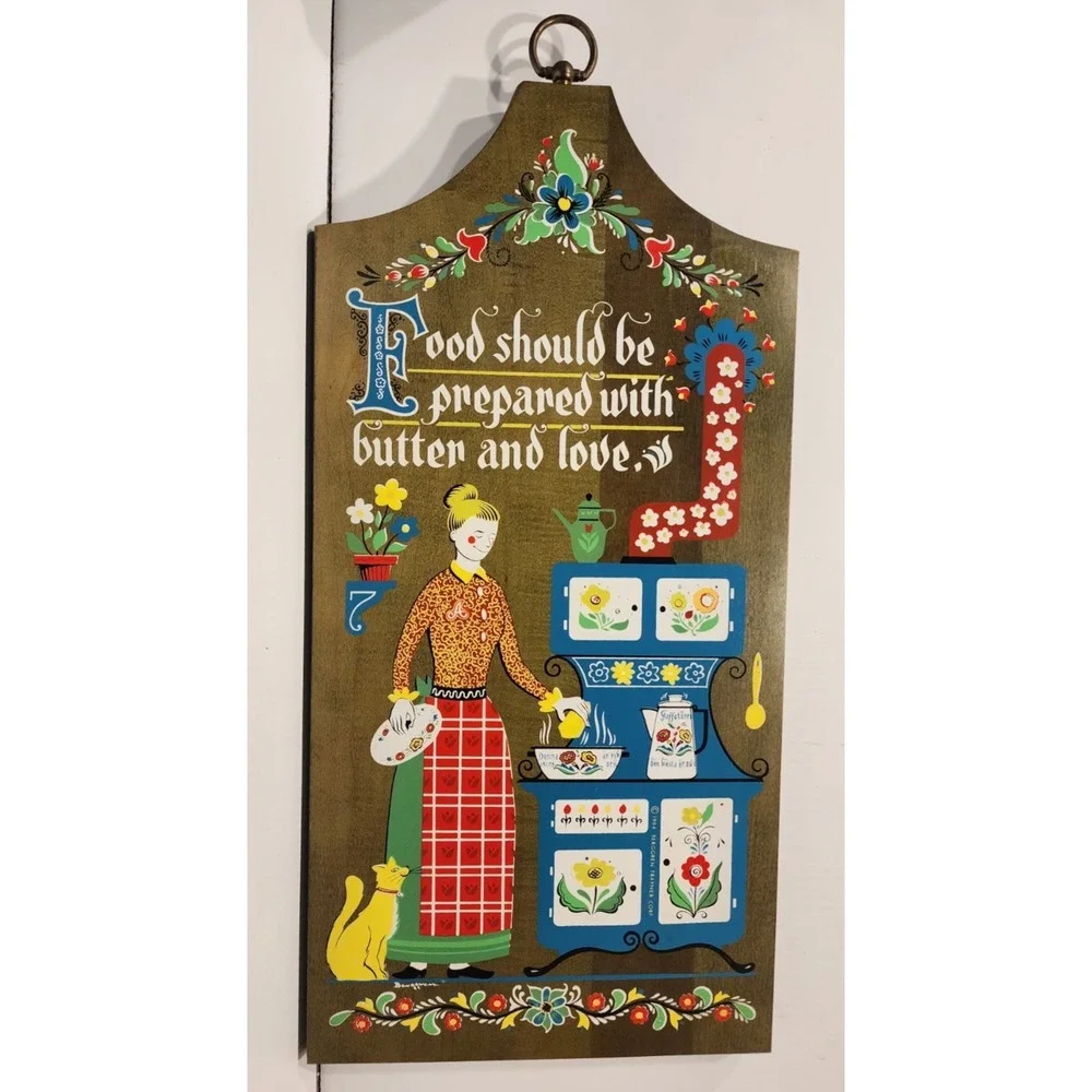 Vintage Solid  maple  wood Kitchen Sign  16 x 7 3/4